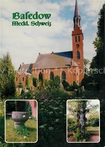 AK / Ansichtskarte Basedow_Teterow Dorfkirche Kruzifix Friedhof  Basedow Teterow Kat. Basedow Teterow