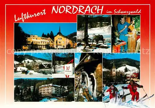 AK / Ansichtskarte Nordrach Teilansichten Luftkurort Schwarzwald Wasserrad Wintersport Nordrach Kat. Nordrach