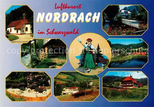 AK / Ansichtskarte Nordrach Teilansichten Luftkurort Schwarzwald Huette Schwarzwaldhof Trachten Nordrach Kat. Nordrach