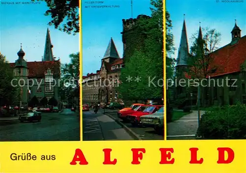 AK / Ansichtskarte Alfeld_Leine Rathaus Marktplatz Fillerturm Kreisverwaltung St Nicolaikirche Alfeld_Leine Kat. Alfeld (Leine)