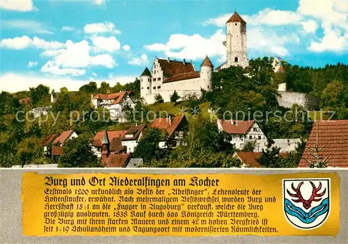 AK / Ansichtskarte Niederalfingen Blick zur Burg Schullandheim Chronik Wappen Niederalfingen Kat. Huettlingen