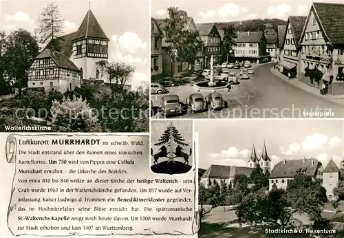 AK / Ansichtskarte Murrhardt Walterichskirche Marktplatz Stadtkirche Hexenturm Chronik Wappen Murrhardt Kat. Murrhardt