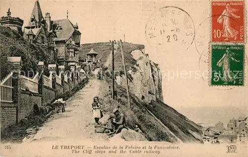 AK / Ansichtskarte Le_Treport Escalier de la Falaise et le Funiculaire Le_Treport Kat. Le Treport