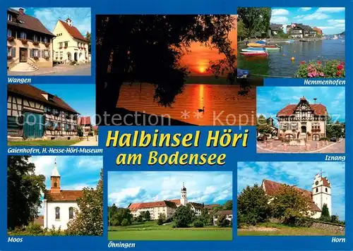 AK / Ansichtskarte Halbinsel_Hoeri Sonnenuntergang am Bodensee umliegende Gemeinden Kirchen Schloss Halbinsel Hoeri