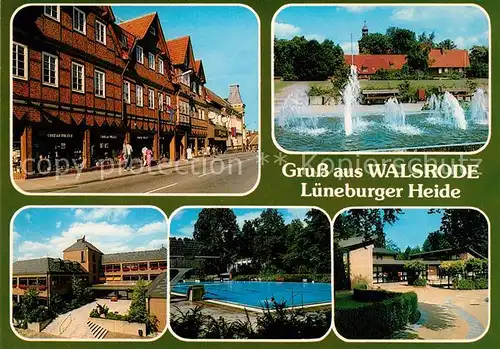AK / Ansichtskarte Walsrode_Lueneburger_Heide Haeuserpartie Wasserspiele Gebaeude Freibad Walsrode_Lueneburger_Heide Kat. Walsrode