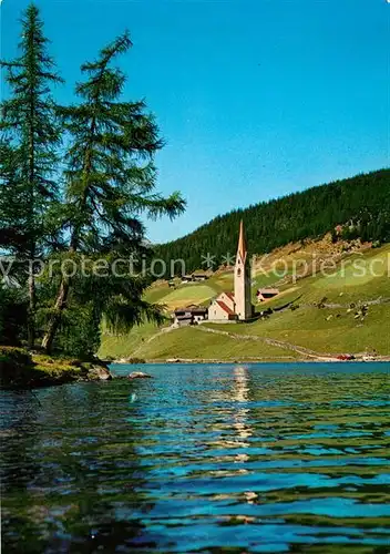 AK / Ansichtskarte Sarentino_Bozen Blick ueber den See zum Ort Kirche Streusiedlung Sarntaler Alpen Sarentino Bozen Kat. 