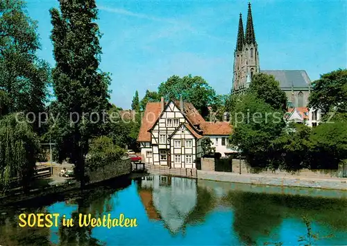 AK / Ansichtskarte Soest_Arnsberg Grosser Teich Alte Muehle Wiesenkirche aelteste Stadt Westfalens Soest_Arnsberg
