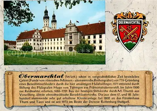 AK / Ansichtskarte Obermarchtal Benediktinerkloster Chronik Wappen Obermarchtal Kat. Obermarchtal