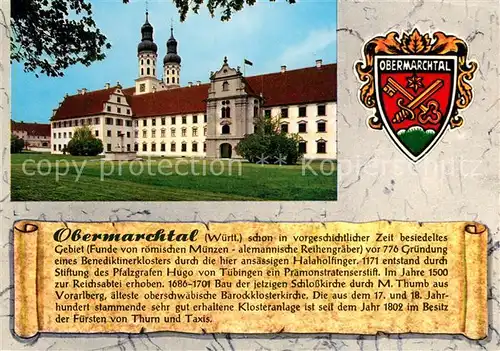 AK / Ansichtskarte Obermarchtal Benediktinerkloster Chronik Wappen Obermarchtal Kat. Obermarchtal