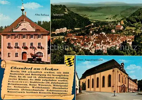 AK / Ansichtskarte Oberndorf_Neckar Altes Rathaus Ehem. Augustinerkloster Panorama Chronik Wappen Oberndorf Neckar Kat. Oberndorf am Neckar