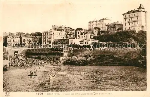 AK / Ansichtskarte Biarritz_Pyrenees_Atlantiques Strand Fort Vieux Biarritz_Pyrenees Kat. Biarritz