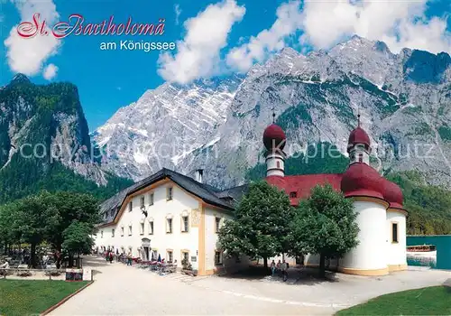 AK / Ansichtskarte St_Bartholomae Wallfahrtskirche mit Watzmann Berchtesgadener Alpen St_Bartholomae Kat. Schoenau a.Koenigssee