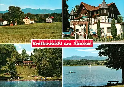 AK / Ansichtskarte Krottenmuehl Badestrand am Simssee Gaststaette Restaurant Krottenmuehl Kat. Soechtenau