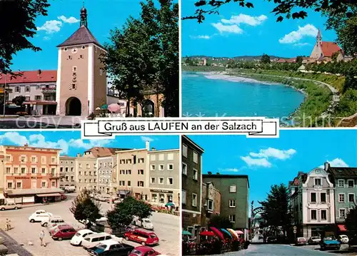 AK / Ansichtskarte Laufen_Salzach Tor Marktplatz Innenstadt Partie am Fluss Laufen Salzach Kat. Laufen