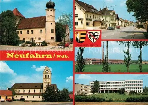 AK / Ansichtskarte Neufahrn Kirche Strassenpartie Gebaeude Wappen Neufahrn Kat. Neufahrn b.Freising