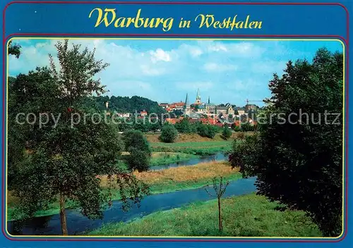 AK / Ansichtskarte Warburg_Westfalen Blick ueber den Fluss zur Stadt Warburg_Westfalen Kat. Warburg