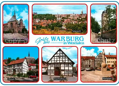 AK / Ansichtskarte Warburg_Westfalen Kloster Altstadt Fachwerkhaeuser Sacktor Stadtmauer Marktplatz Stadtpanorama Warburg_Westfalen Kat. Warburg