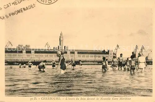 AK / Ansichtskarte Cherbourg_Octeville_Basse_Normandie Strand Nouvelle Gare Maritime Cherbourg_Octeville Kat. Cherbourg Octeville