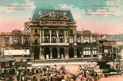 AK / Ansichtskarte Cherbourg_Octeville_Basse_Normandie Place du Chateau Theater Brunnen Cherbourg_Octeville Kat. Cherbourg Octeville