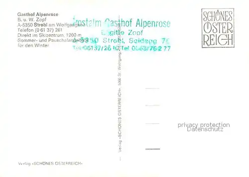 AK / Ansichtskarte Strobl Gasthof Alpenrose Strobl Kat. Strobl
