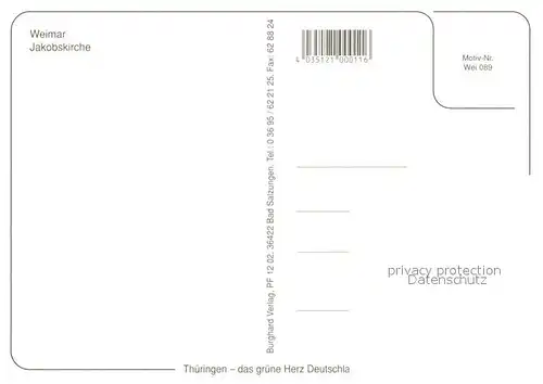 AK / Ansichtskarte Weimar_Thueringen Jakobskirche Weimar Thueringen Kat. Weimar