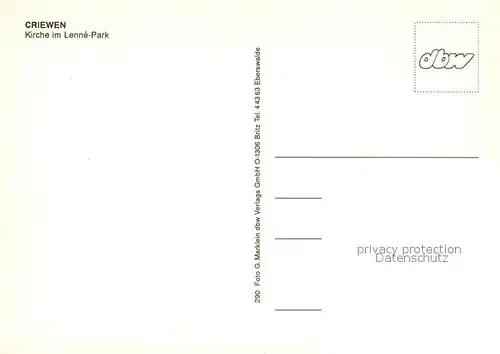 AK / Ansichtskarte Criewen Kirche Lenne Park Criewen Kat. Schwedt