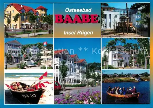 AK / Ansichtskarte Baabe_Ostseebad_Ruegen Hotels Restaurant Kurhaeuser Strand Ruderboot Baabe_Ostseebad_Ruegen Kat. Baabe