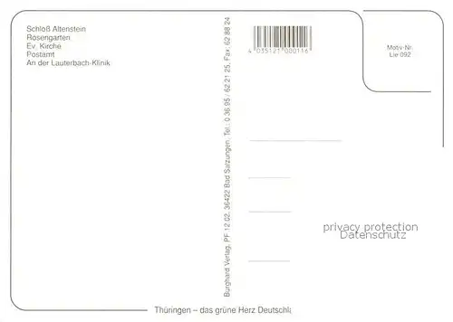 AK / Ansichtskarte Bad_Liebenstein Schloss Altenstein Rosengarten Wasserspiele Kirche Postamt Lauterbach Klinik Bad_Liebenstein Kat. Bad Liebenstein