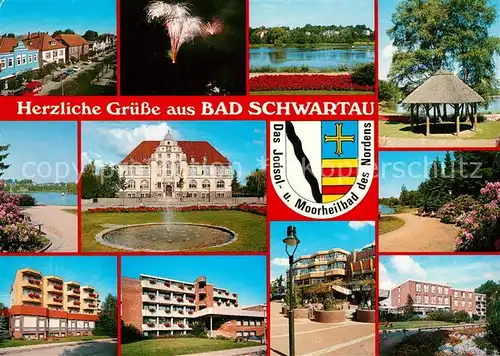AK / Ansichtskarte Bad_Schwartau Teilansichten Jodsolbad Moorheilbad Feuerwerk Kurhotel Promenade Wappen Bad_Schwartau Kat. Bad Schwartau