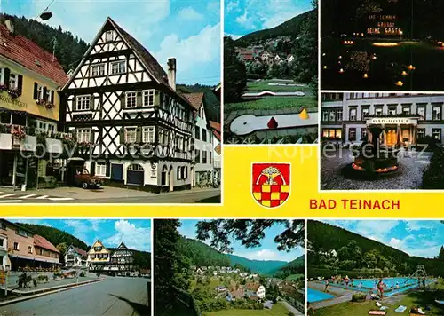 AK / Ansichtskarte Bad_Teinach Zavelstein Teilansichten Fachwerkhaus Hotel Minigolf Freibad Landschaftspanorama Bad_Teinach Zavelstein Kat. Bad Teinach Zavelstein