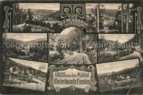 AK / Ansichtskarte Klosterlausnitz_Bad Walkmuehle Amtsschreibermuehle Froschmuehle Wegpartie Pfarrmuehle Meuschkensmuehle Klosterlausnitz_Bad Kat. Bad Klosterlausnitz