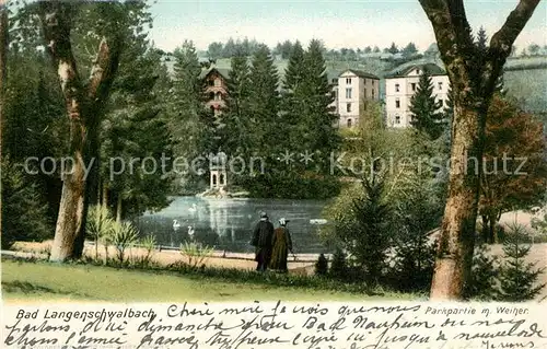 AK / Ansichtskarte Bad_Langenschwalbach Parkpartie mit Weiher Bad_Langenschwalbach