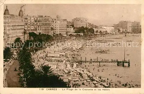 AK / Ansichtskarte Cannes_Alpes Maritimes La Plage de la Croisette et les Hotels Cannes Alpes Maritimes Kat. Cannes