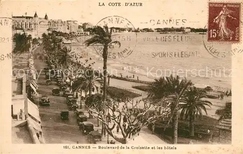 AK / Ansichtskarte Cannes_Alpes Maritimes Boulevard de la Croisette et les hotels Cannes Alpes Maritimes Kat. Cannes