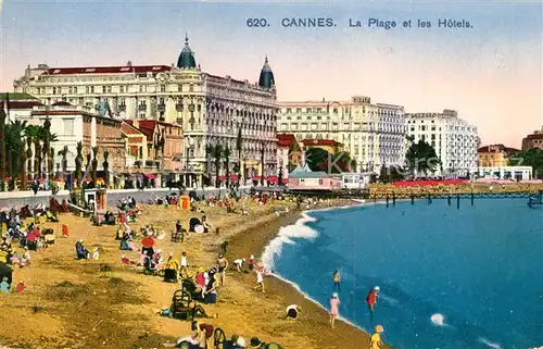 AK / Ansichtskarte Cannes_Alpes Maritimes La Plage et les Hotels Cannes Alpes Maritimes Kat. Cannes