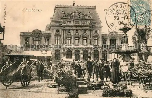 AK / Ansichtskarte Cherbourg_Octeville_Basse_Normandie Place du Chateau un jour Cherbourg_Octeville Kat. Cherbourg Octeville