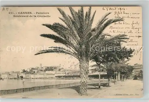 AK / Ansichtskarte Cannes_Alpes Maritimes Palmiers Boulevard de la Croisette Cannes Alpes Maritimes Kat. Cannes