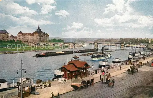 AK / Ansichtskarte Dresden Blick zur Carolabruecke Kuenstlerkarte Dresden Kat. Dresden_Elbe