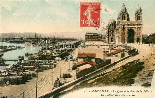 AK / Ansichtskarte Marseille_Bouches du Rhone Quai Port de Ja Joliette Cathedrale Marseille