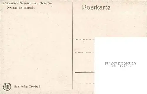 AK / Ansichtskarte Dresden Schlossstrasse Kuenstlerkarte Dresden Kat. Dresden_Elbe