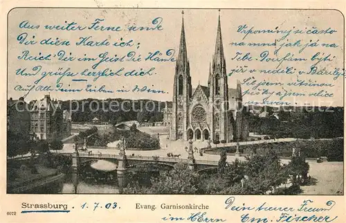 AK / Ansichtskarte Strassburg_Elsass Ev Garnisonkirche Strassburg Elsass Kat. Strasbourg