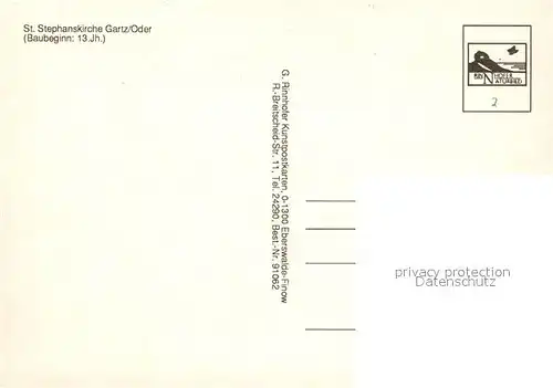AK / Ansichtskarte Gartz_Oder St. Stephanskirche  Gartz_Oder Kat. Gartz Oder