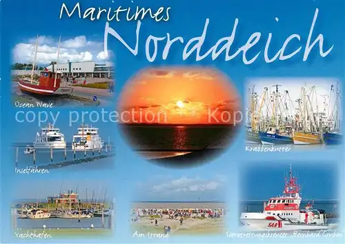 AK / Ansichtskarte Norddeich_Ostfriesland Yachthafen Strand Krabbenkutter Seenotrettungskreuzer  Norddeich_Ostfriesland Kat. Norden