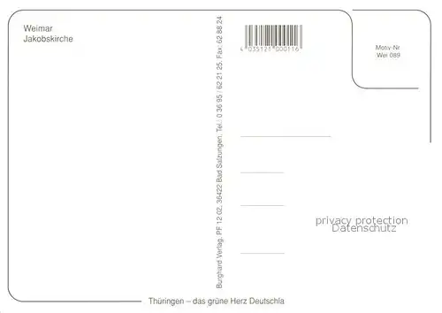 AK / Ansichtskarte Weimar_Thueringen Jakobskirche  Weimar Thueringen Kat. Weimar