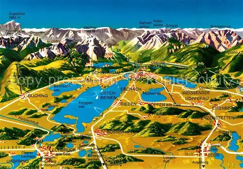 AK / Ansichtskarte Panoramakarte Ostallgaeu Eschach Enzenstetten Rosshaupten Lechbruck Panoramakarte Kat. Besonderheiten