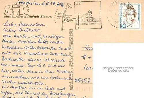 AK / Ansichtskarte Insel_Sylt  Insel_Sylt Kat. Westerland