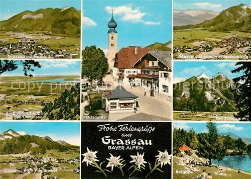 AK / Ansichtskarte Grassau_Chiemgau Hochfelln Kaisergebirge Rachel Grassau Chiemgau Kat. Grassau
