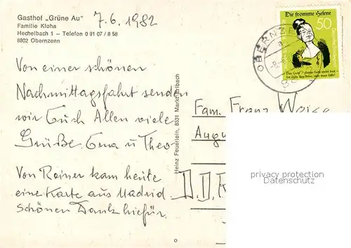 AK / Ansichtskarte Hechelbach Gasthof Gruene Au Hechelbach Kat. Obernzenn