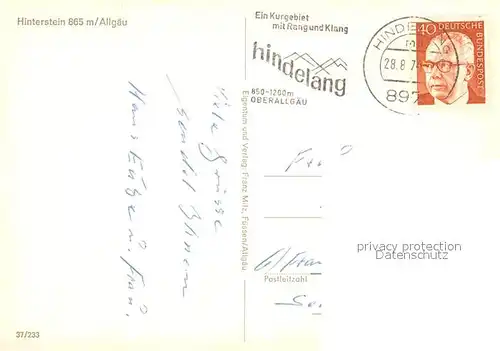 AK / Ansichtskarte Hinterstein_Bad_Hindelang Geishorn Rauhhorn Kugelhorn Hinterstein_Bad_Hindelang