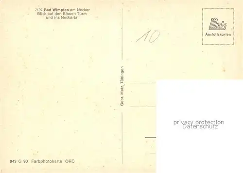 AK / Ansichtskarte Wimpfen_Bad Blauen Turm Neckarbruecke Wimpfen_Bad